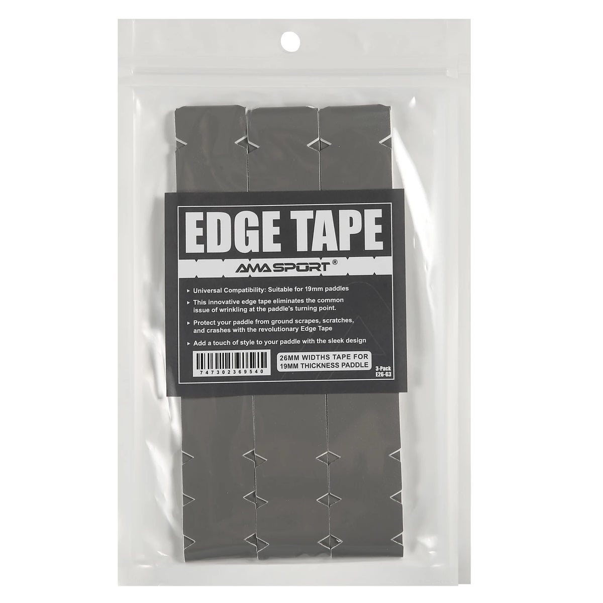 Bande de protection de raquette AMASPORT grise, largeur 26 mm : sachet de 3 bandes pour raquettes de 19 mm