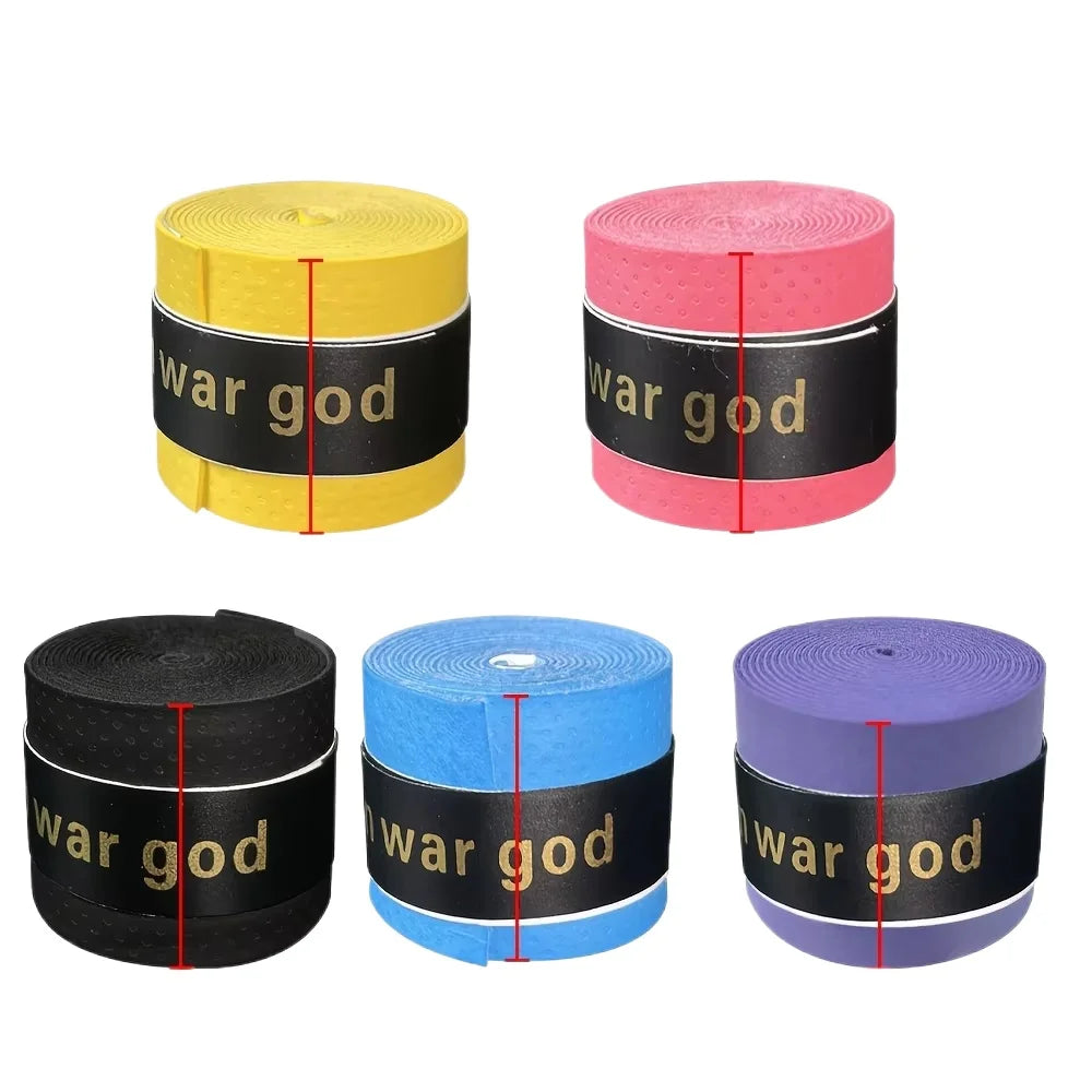 Grip de raquette antidérapant, cinq rouleaux jaune, rose, noir, bleu et violet avec bague noire Urban war god