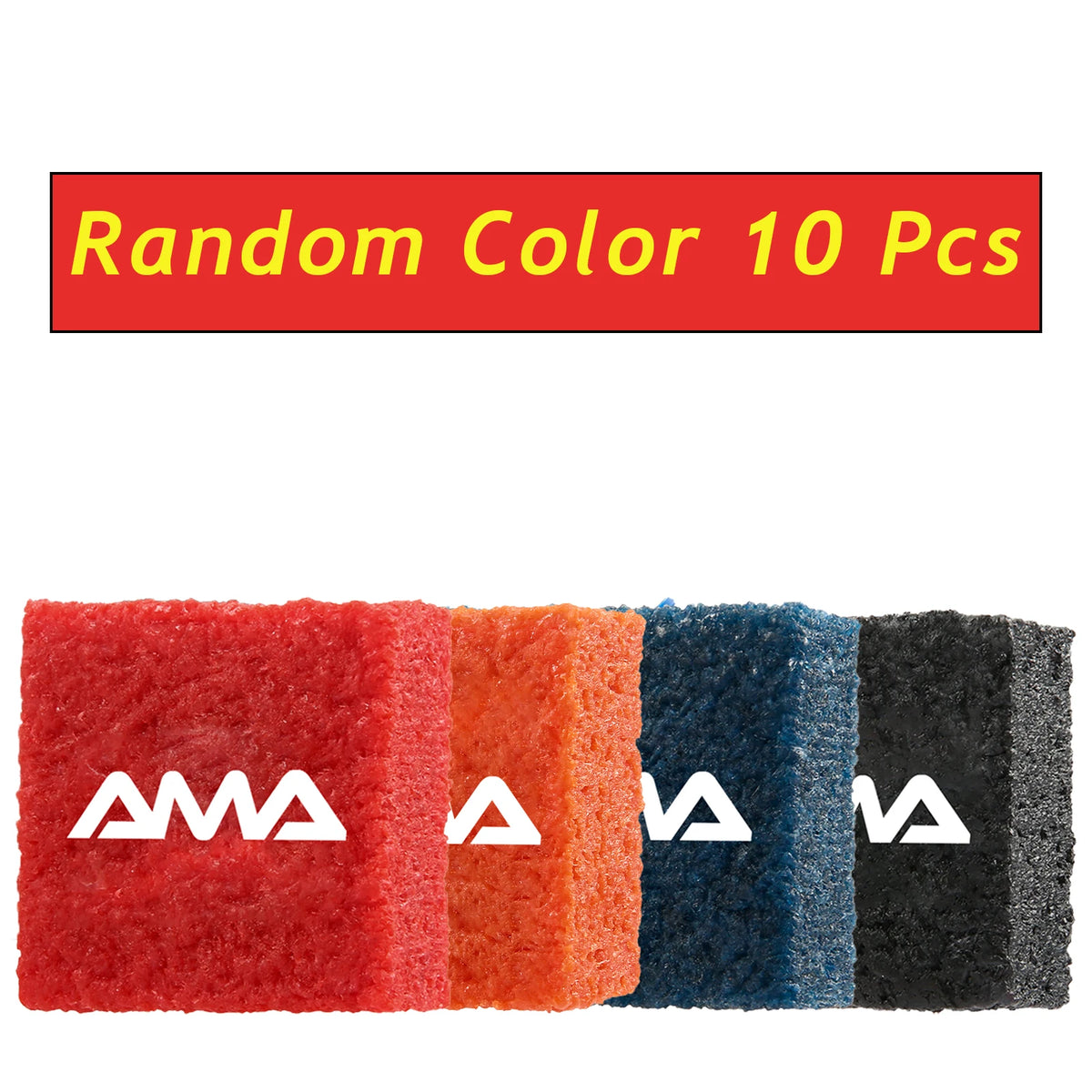 Lot de 10 gommes de nettoyage AMASPORT en couleurs aléatoires, quatre teintes alignées sous un bandeau rouge