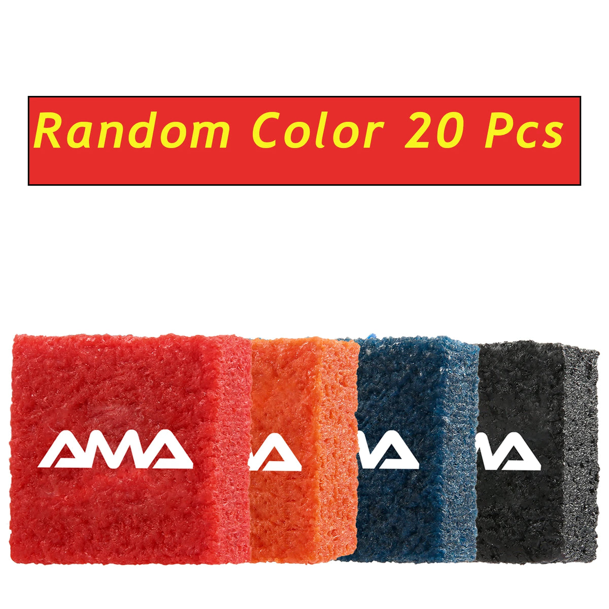 Lot de 20 gommes de nettoyage AMASPORT, gommes rouge, orange, bleue et noire alignées, bandeau 20 Pcs