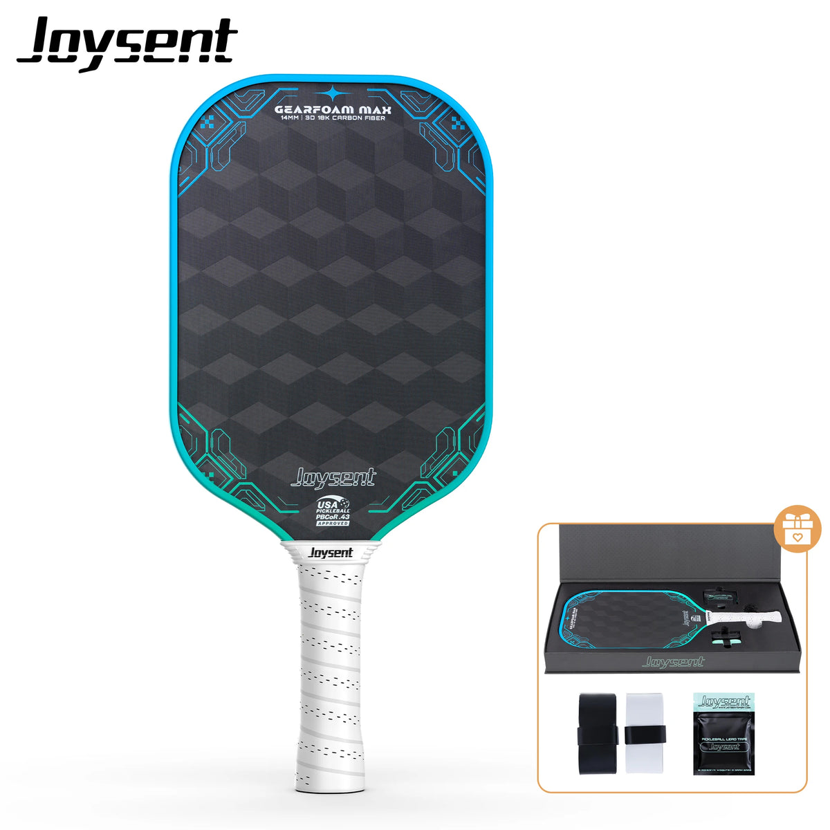 Raquette Joysent Gearfoam Max turquoise et son coffret cadeau