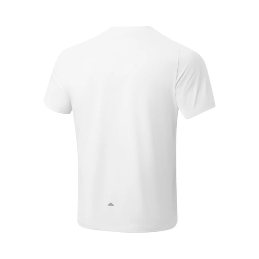 T-shirt technique homme Li-Ning LN AIR DRY blanc vu de dos, coupe droite et petit logo réfléchissant en bas