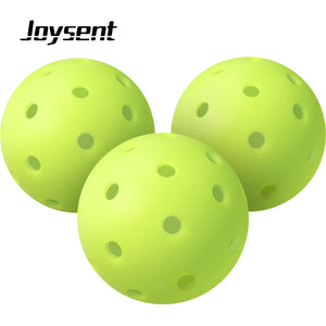 Trois balles de pickleball d'extérieur Joysent jaune fluo, 40 trous