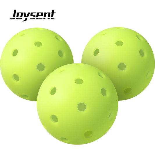 Trois balles de pickleball d'extérieur Joysent jaune fluo, 40 trous