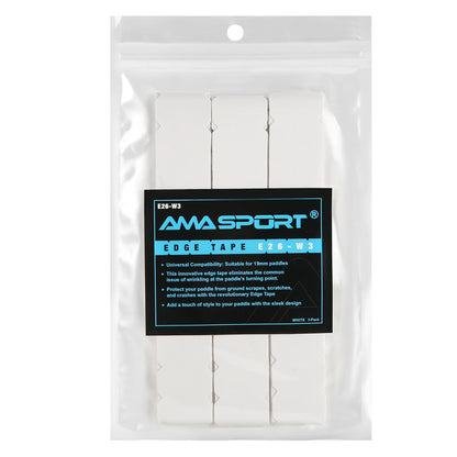 Bande de protection de raquette AMASPORT blanche, largeur 26 mm : sachet de 3 bandes avec étiquette bleue