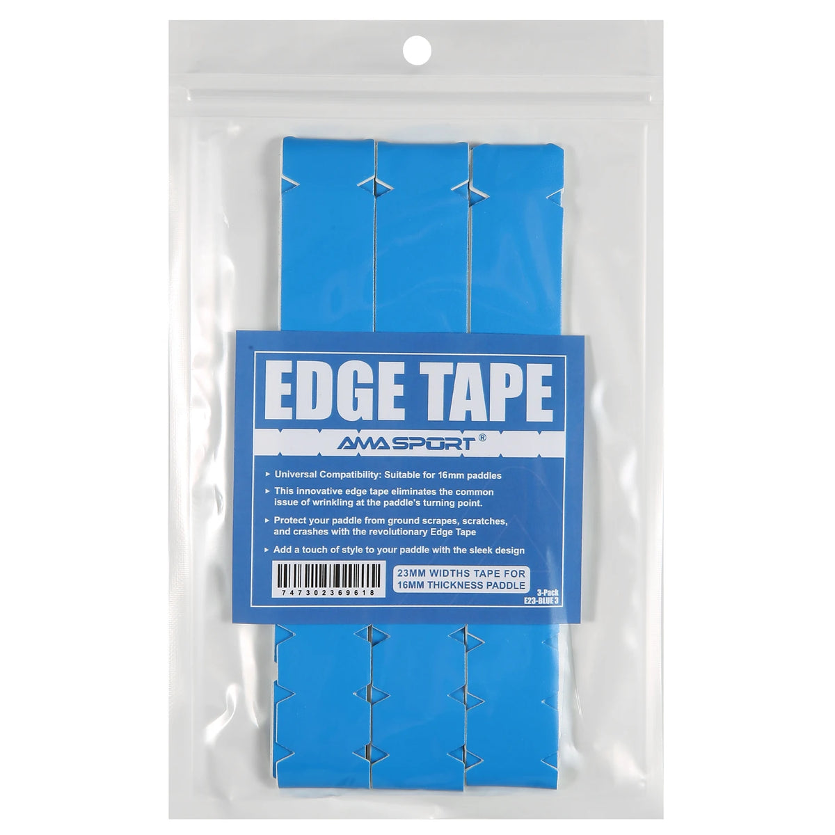 Bande de protection de raquette AMASPORT bleue, largeur 23 mm : sachet de 3 bandes pour raquettes de 16 mm