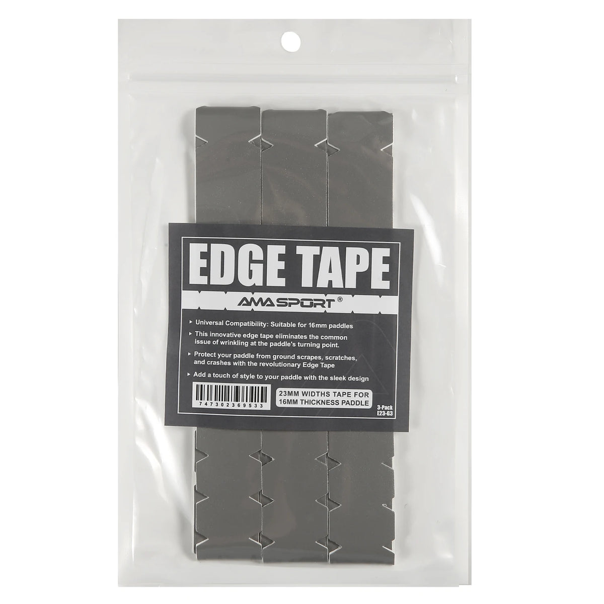 Bande de protection de raquette AMASPORT grise, largeur 23 mm : sachet de 3 bandes pour raquettes de 16 mm