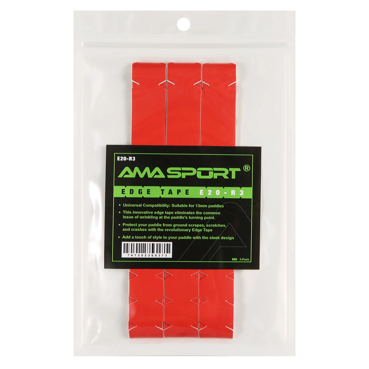 Bande de protection de raquette AMASPORT rouge, largeur 20 mm : sachet refermable de 3 bandes vu de face