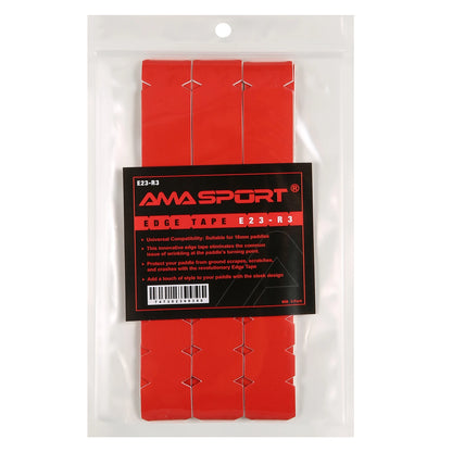 Bande de protection de raquette AMASPORT rouge, largeur 23 mm : sachet de 3 bandes avec étiquette noire et rouge