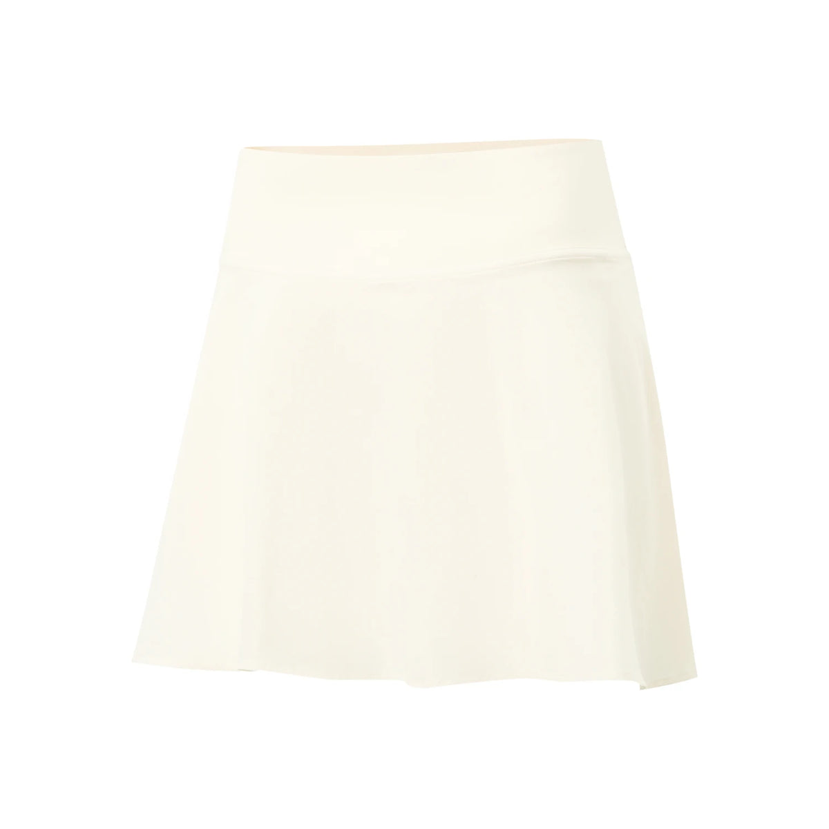 Jupe-short femme Li-Ning LN DRY blanc cassé vue de face à plat, ceinture large et jupe évasée