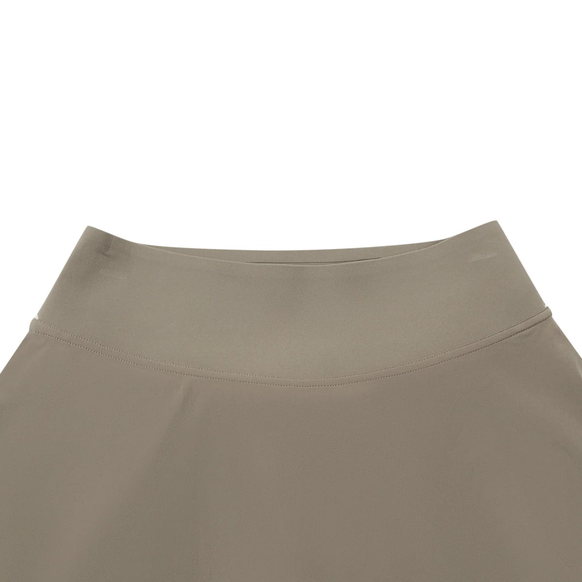 Jupe-short femme Li-Ning LN DRY taupe : gros plan sur la ceinture large et la couture de la taille haute
