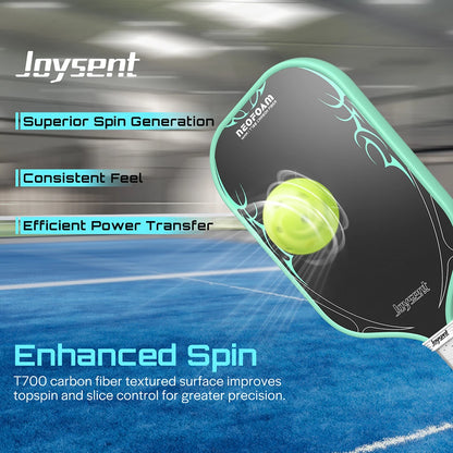 Raquette Joysent T700 NeoFoam frappant une balle avec effet