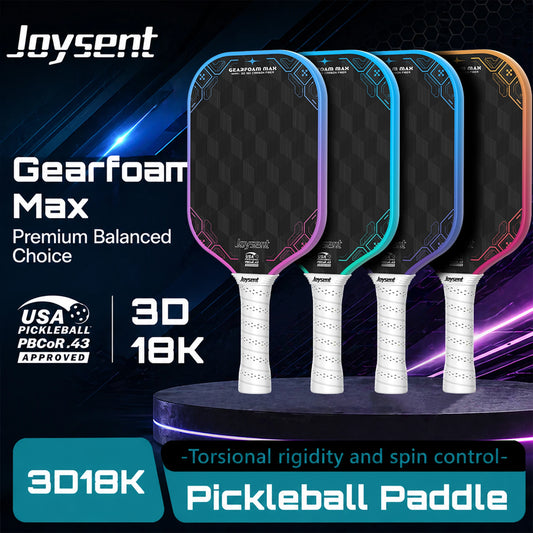 Raquettes de pickleball Joysent Gearfoam Max en carbone 3D 18K, quatre coloris, badge USA Pickleball approuvée