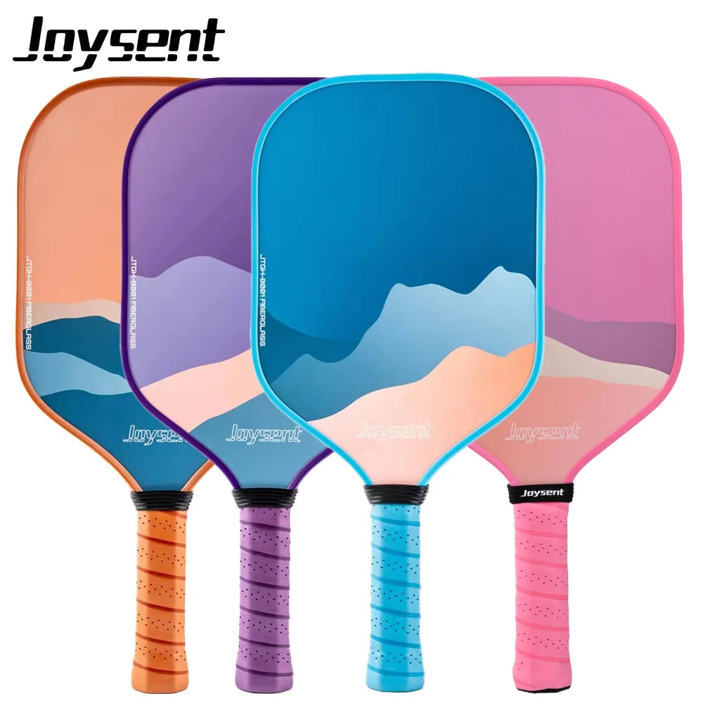 Raquettes de pickleball Joysent Horizon S1 en fibre de verre, coloris orange, violet, bleu et rose