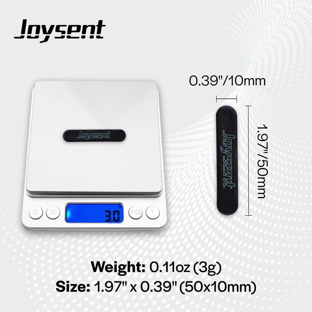 Bande de plomb Joysent de 5 × 1 cm pesant 3 g sur une balance