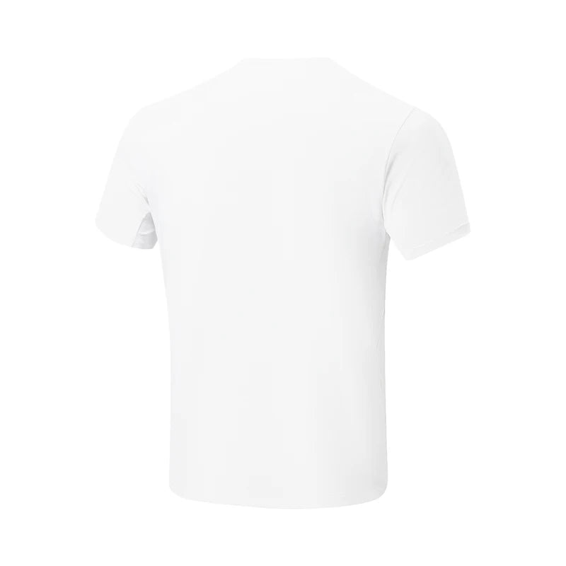 T-shirt d'entraînement homme Li-Ning LN DRY blanc vu de dos, coupe droite à manches courtes, sans marquage