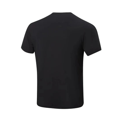T-shirt d'entraînement homme Li-Ning LN DRY noir vu de dos, manches courtes et col rond, tissu uni